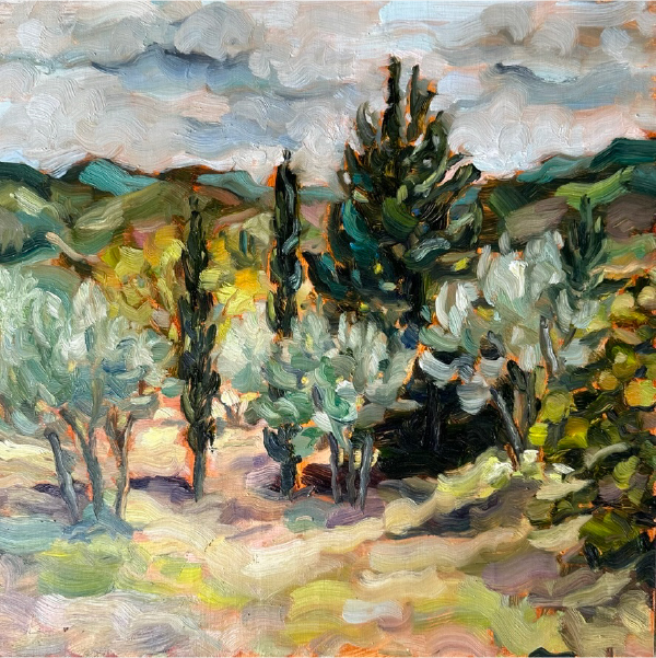 oil painting of a forest